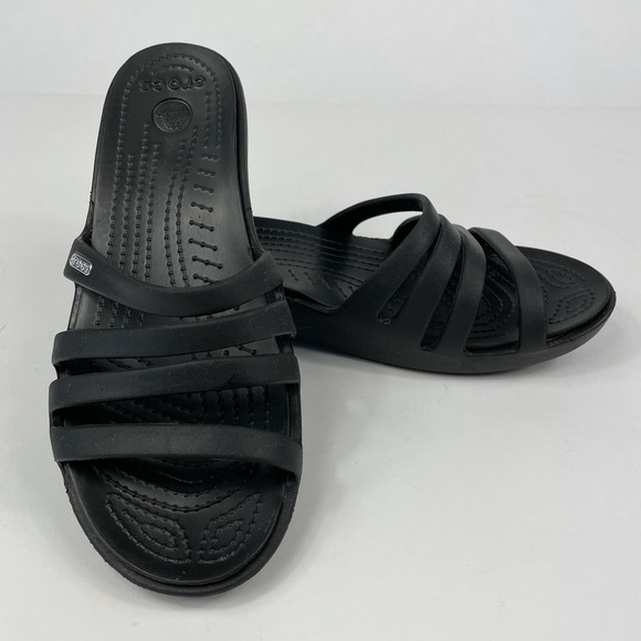 SOLD CROCS Rhonda Wedge Sandals Size 8 - Picture 2 of 9